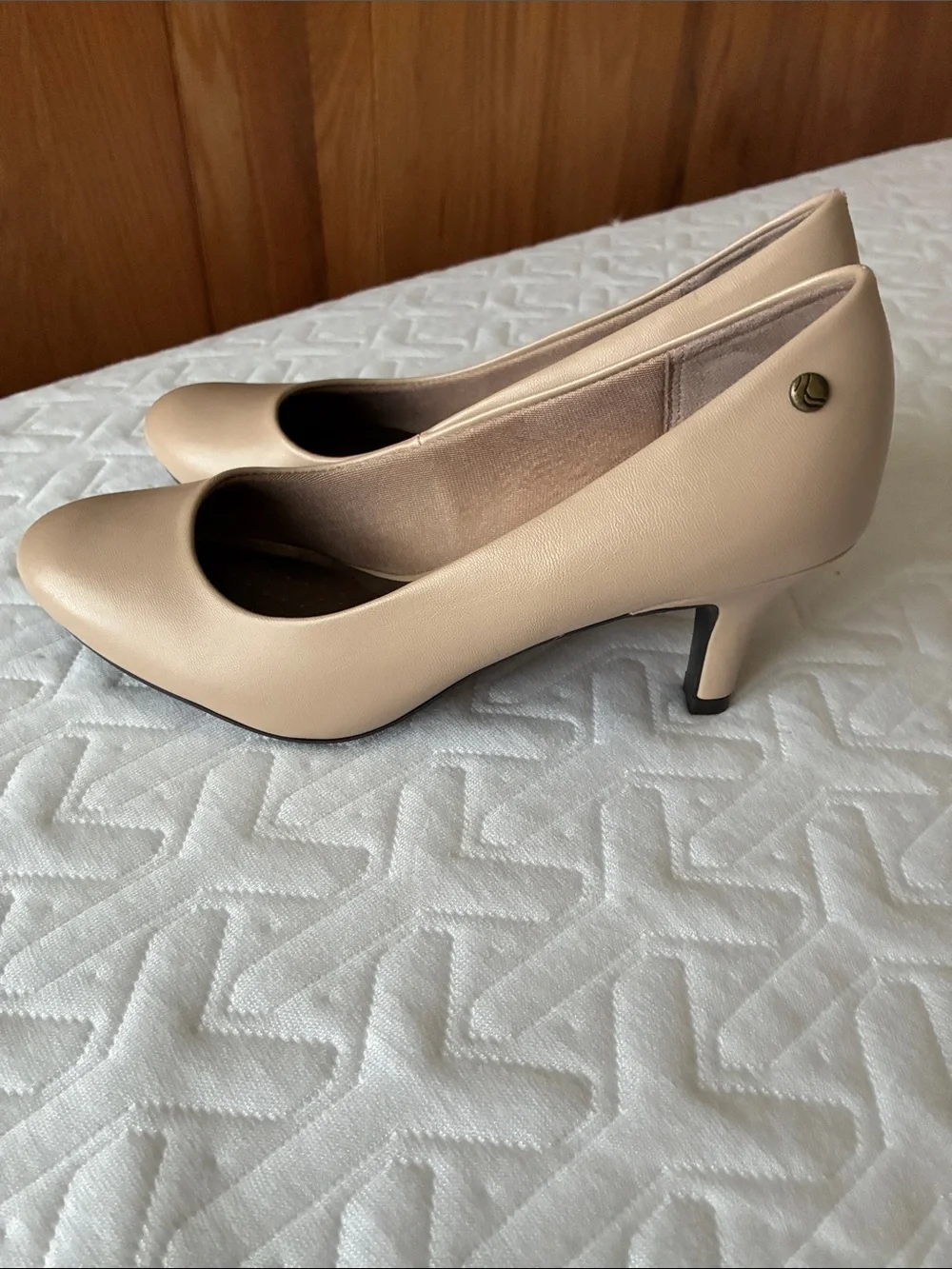 Life Stride Beige Mid Heel Pump - Classic Neutral Women's Shoes